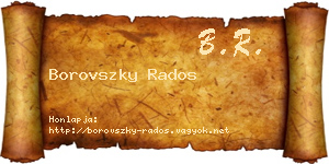 Borovszky Rados névjegykártya
